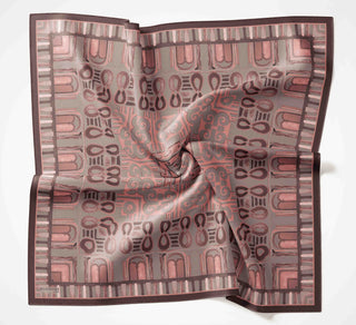 Viskon Velora Eşarp Dört Mevsim Antik Motif Desen Koyu Gri 90X90