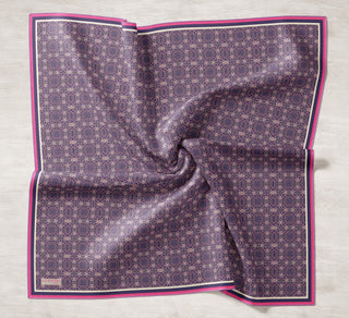 Viscose Velora Scarf, Four Seasons, Baroque Floral Pattern, Espresso, 90x90 cm 