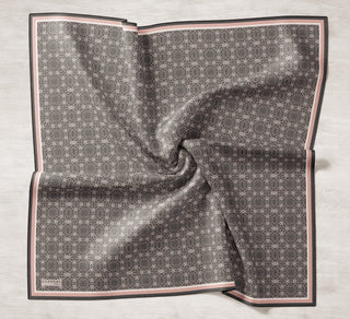 Viscose Velora Scarf, Four Seasons, Baroque Floral Pattern, Espresso, 90x90 cm 