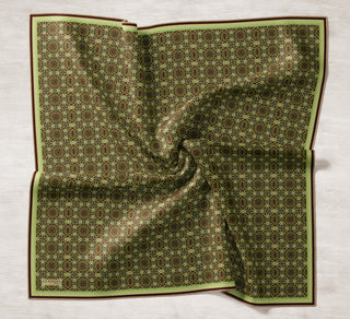 Viscose Velora Scarf, Four Seasons, Baroque Floral Pattern, Espresso, 90x90 cm 