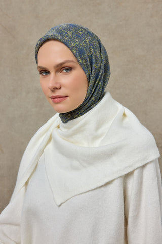 Viscose Velora Scarf, Four Seasons, Baroque Floral Pattern, Espresso, 90x90 cm 