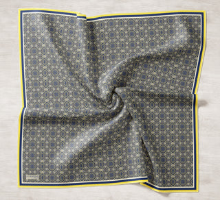 Viscose Velora Scarf, Four Seasons, Baroque Floral Pattern, Espresso, 90x90 cm 
