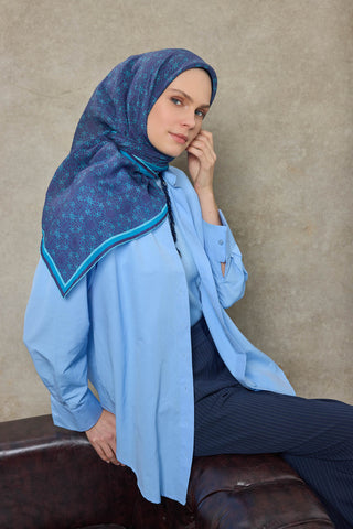 Viscose Velora Scarf, Four Seasons, Baroque Floral Pattern, Espresso, 90x90 cm 