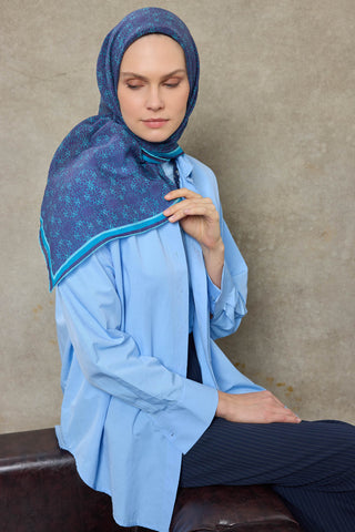 Viscose Velora Scarf, Four Seasons, Baroque Floral Pattern, Espresso, 90x90 cm 