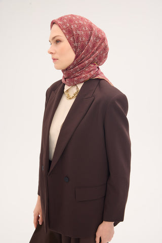 Tencel Monare Eşarp Geometrik Motif Desen Vişne Çürüğü 90X90 - 465395351779 - | Silk Home
