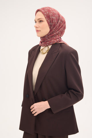 Tencel Monare Eşarp Geometrik Motif Desen Vişne Çürüğü 90X90 - 465395351779 - | Silk Home