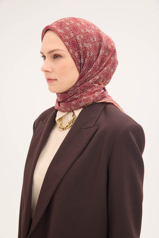 Tencel Monare Eşarp Geometrik Motif Desen Vişne Çürüğü 90X90 - 465395351779 - | Silk Home