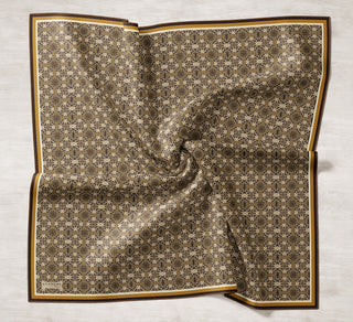 Viscose Velora Scarf, Four Seasons, Baroque Floral Pattern, Espresso, 90x90 cm 