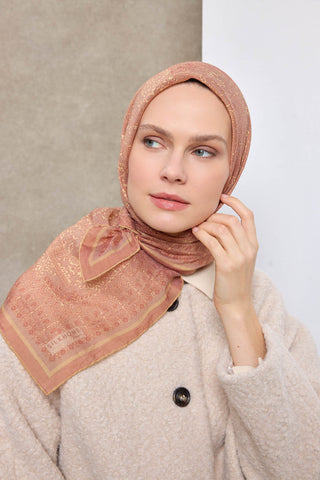 Viscose Velora Scarf, Four Seasons, Baroque Floral Pattern, Espresso, 90x90 cm 