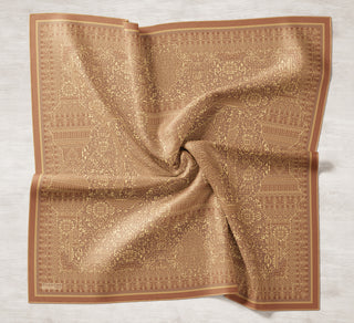 Viscose Velora Scarf, Four Seasons, Baroque Floral Pattern, Espresso, 90x90 cm 