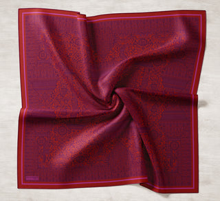 Viscose Velora Scarf, Four Seasons, Baroque Floral Pattern, Espresso, 90x90 cm 