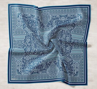 Viscose Velora Scarf, Four Seasons, Baroque Floral Pattern, Espresso, 90x90 cm 
