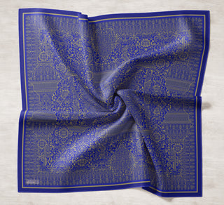 Viscose Velora Scarf, Four Seasons, Baroque Floral Pattern, Espresso, 90x90 cm 