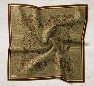 Tencel Monare Eşarp Madalyon Desen Kahverengi 90X90