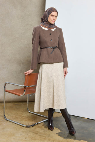 Tencel Monare Eşarp Madalyon Desen Taba 90X90