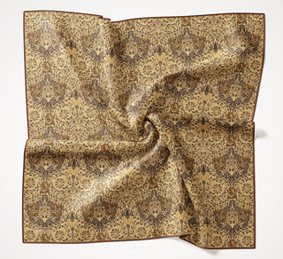 Viscose Velora Scarf, Four Seasons, Baroque Floral Pattern, Espresso, 90x90 cm 