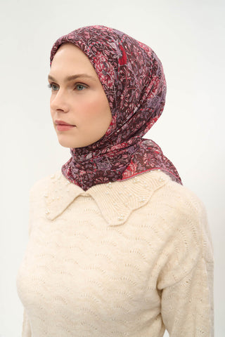Viscose Velora Scarf, Four Seasons, Baroque Floral Pattern, Espresso, 90x90 cm 