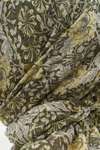 Viscose Velora Scarf, Four Seasons, Baroque Floral Pattern, Espresso, 90x90 cm 