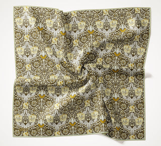 Viscose Velora Scarf, Four Seasons, Baroque Floral Pattern, Espresso, 90x90 cm 