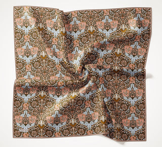 Viscose Velora Scarf, Four Seasons, Baroque Floral Pattern, Espresso, 90x90 cm 
