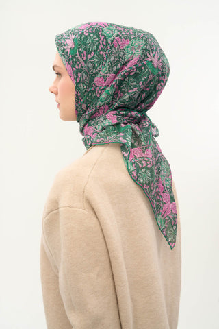 Viscose Velora Scarf, Four Seasons, Baroque Floral Pattern, Espresso, 90x90 cm 