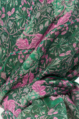 Viscose Velora Scarf, Four Seasons, Baroque Floral Pattern, Espresso, 90x90 cm 