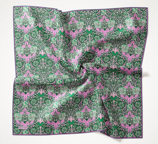 Viscose Velora Scarf, Four Seasons, Baroque Floral Pattern, Espresso, 90x90 cm 