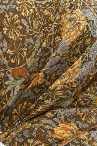 Viscose Velora Scarf, Four Seasons, Baroque Floral Pattern, Espresso, 90x90 cm 