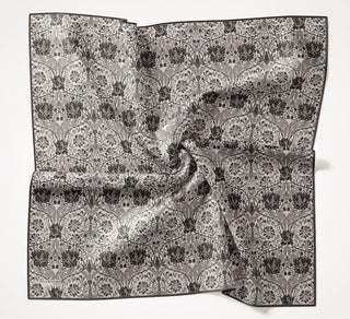Viscose Velora Scarf, Four Seasons, Baroque Floral Pattern, Espresso, 90x90 cm 