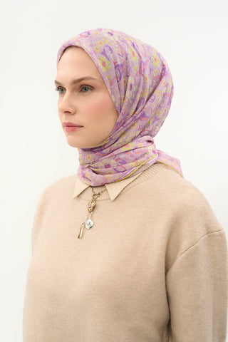 Viscose Velora Scarf, Four Seasons, Baroque Floral Pattern, Espresso, 90x90 cm 