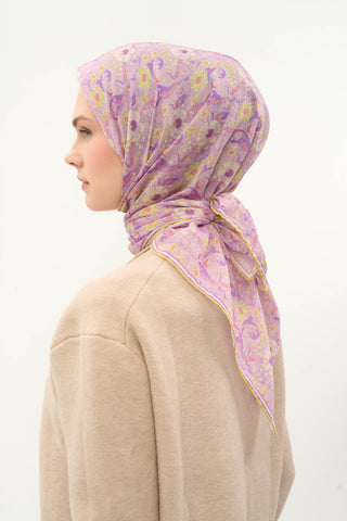 Viscose Velora Scarf, Four Seasons, Baroque Floral Pattern, Espresso, 90x90 cm 