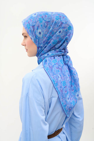 Viscose Velora Scarf, Four Seasons, Baroque Floral Pattern, Espresso, 90x90 cm 
