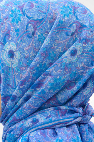 Viscose Velora Scarf, Four Seasons, Baroque Floral Pattern, Espresso, 90x90 cm 