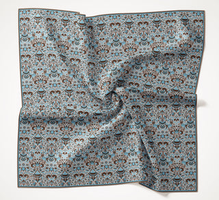 Viscose Velora Scarf, Four Seasons, Baroque Floral Pattern, Espresso, 90x90 cm 