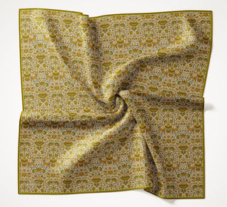 Viscose Velora Scarf, Four Seasons, Baroque Floral Pattern, Espresso, 90x90 cm 