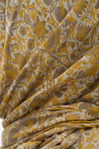 Viscose Velora Scarf, Four Seasons, Baroque Floral Pattern, Espresso, 90x90 cm 
