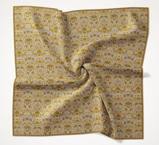 Viscose Velora Scarf, Four Seasons, Baroque Floral Pattern, Espresso, 90x90 cm 
