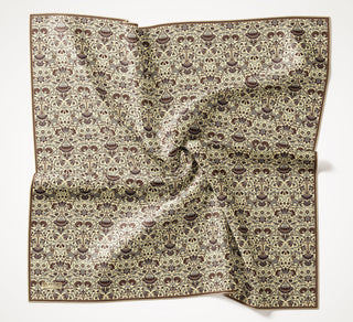 Viscose Velora Scarf, Four Seasons, Baroque Floral Pattern, Espresso, 90x90 cm 