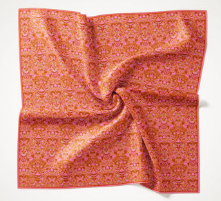 Viscose Velora Scarf, Four Seasons, Baroque Floral Pattern, Espresso, 90x90 cm 