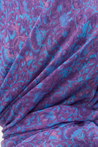 Viscose Velora Scarf, Four Seasons, Baroque Floral Pattern, Espresso, 90x90 cm 