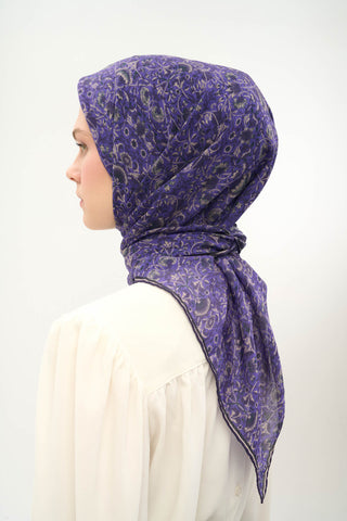 Viscose Velora Scarf, Four Seasons, Baroque Floral Pattern, Espresso, 90x90 cm 