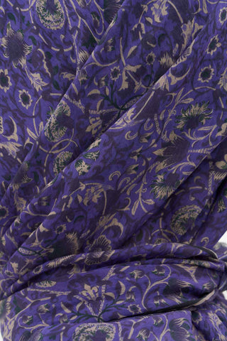 Viscose Velora Scarf, Four Seasons, Baroque Floral Pattern, Espresso, 90x90 cm 