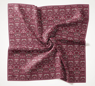 Viscose Velora Scarf, Four Seasons, Baroque Floral Pattern, Espresso, 90x90 cm 
