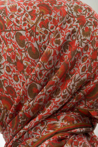 Viscose Velora Scarf, Four Seasons, Baroque Floral Pattern, Espresso, 90x90 cm 