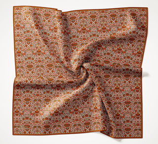 Viscose Velora Scarf, Four Seasons, Baroque Floral Pattern, Espresso, 90x90 cm 
