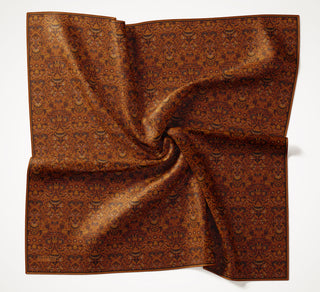 Viscose Velora Scarf, Four Seasons, Baroque Floral Pattern, Espresso, 90x90 cm 