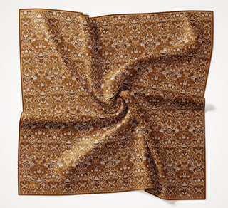Viscose Velora Scarf, Four Seasons, Baroque Floral Pattern, Espresso, 90x90 cm 