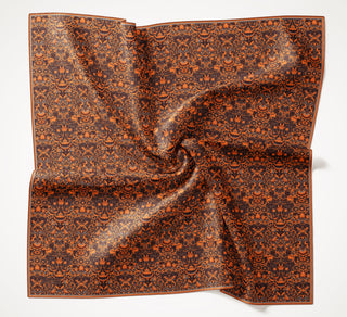 Viscose Velora Scarf, Four Seasons, Baroque Floral Pattern, Espresso, 90x90 cm 