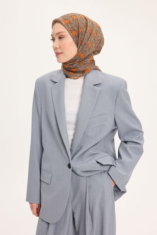 Tencel Monare Eşarp Bahar Desen Turuncu 90X90