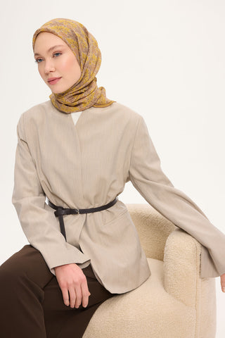 Tencel Monare Eşarp Bahar Desen Hardal 90X90